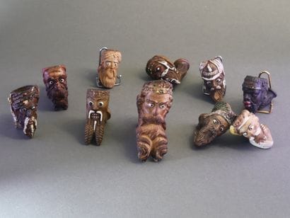GAMBIER.
Lot of 10 enameled heads with very...