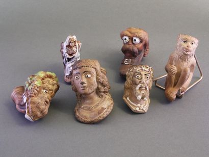 GAMBIER.
Lot of 6 large enameled heads:
-N°800,...