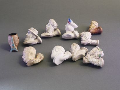 GAMBIER.
Lot of 10 enameled heads:
-no number,...