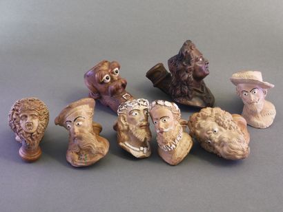 GAMBIER.
Lot of 8 large enameled heads:
-without...