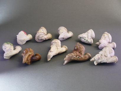 GAMBIER.
Lot of 10 enameled heads:
-N°866,...