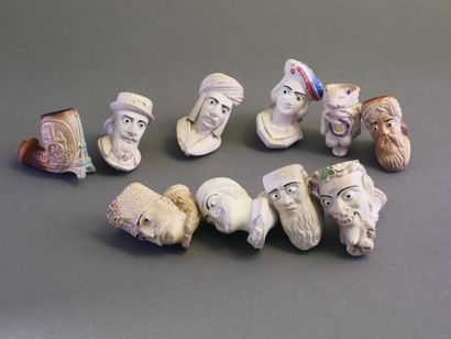 GAMBIER.
Lot of 10 enameled heads:
-no number,...