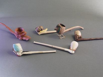 GAMBIER.
Lot of 6 fancies:
-N°645, crane's...
