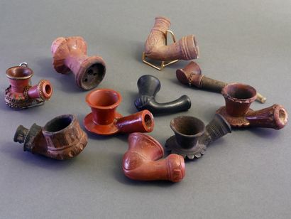 TURKEY.
Lot of 45 red clay pipe stoves with...