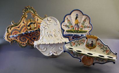 Set of 4 pipe racks:
-3 in Quimper earthenware....