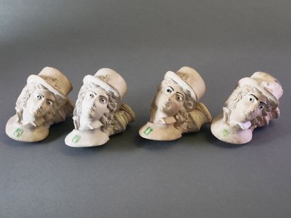 GAMBIER.
Lot of 4 large enameled heads:
-N°401,...