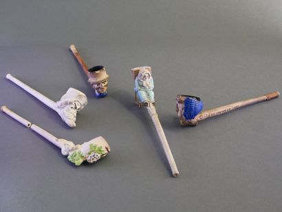 GAMBIER.
Lot of 5 enameled fancies:
-N°1393,...