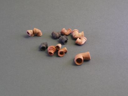 TURKEY.
Lot of 45 red clay pipe stoves with...