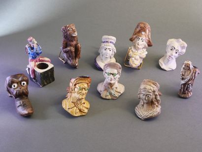 GAMBIER.
Lot of 10 large enameled heads:
-N°668,...