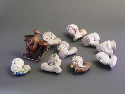 GAMBIER.
Lot of 10 enameled female heads:
-N°1655,...