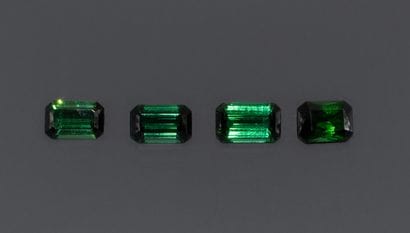 Set of 4 octagonal-faceted chromium-bearing...