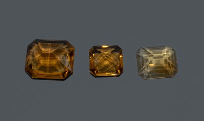 Set of 3 rectangular Cognac citrines with...
