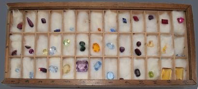 Antique wooden box containing synthetic ...