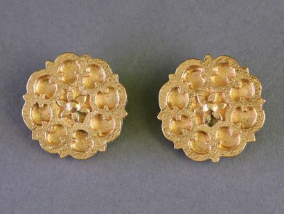 YSL
Pair of floral-patterned gold-tone metal...