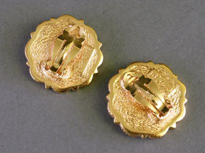 YSL
Pair of floral-patterned gold-tone metal...