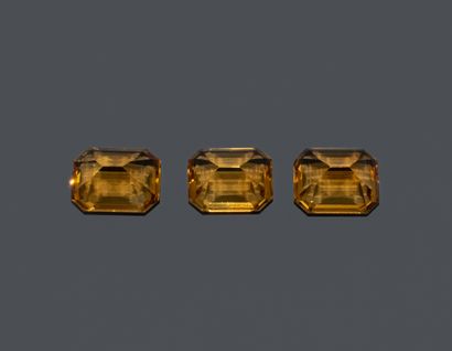 Set of 3 rectangular Cognac citrines with...