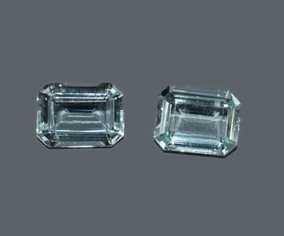 A pair of two rectangular aquamarines with...