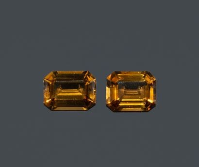 Set of 2 rectangular Cognac citrines with...