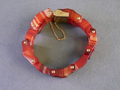 Bracelet type Tank à maillons en agate rubannés....