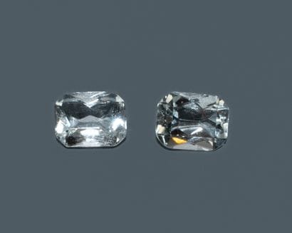 A pair of two rectangular aquamarines with...