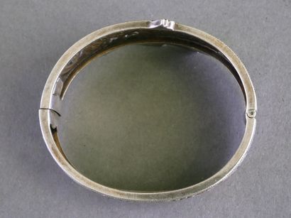 Solid silver open-back bracelet (with 