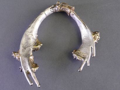 A very large silver and gold-plated silver...