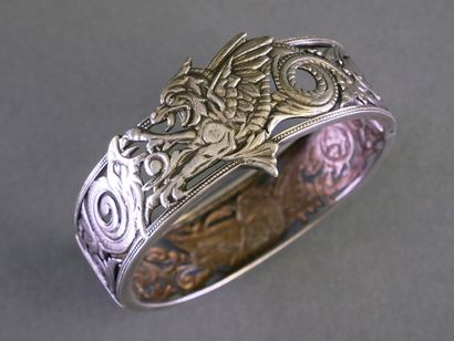 Solid silver open-back bracelet (with 