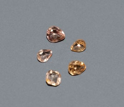 Set of 5 pink imperial topazes. Total weight:...