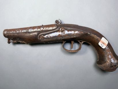 Pistolet, à silex
Canon rond, à bourrelet...