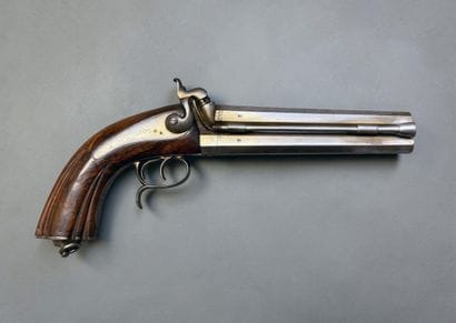 Pistolet civil stéphanois, double, à percussion,...