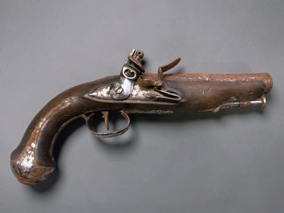 Pistolet, à silex
Canon rond, à bourrelet...