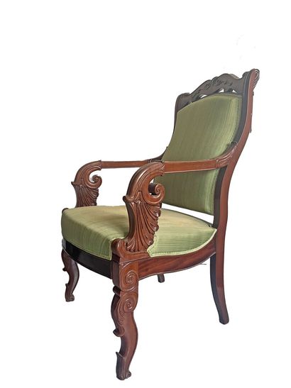 Mahogany and mahogany veneer armchair with...