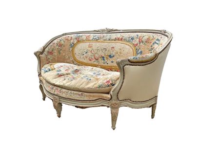 Moulded and carved wood basket sofa 
Floral...