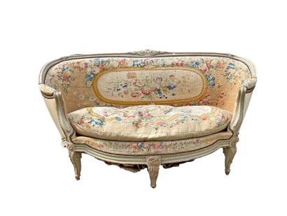 Moulded and carved wood basket sofa 
Floral...