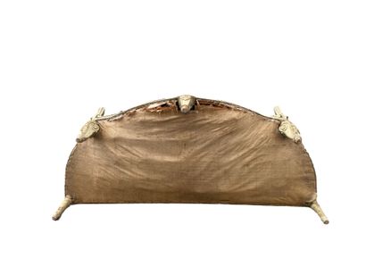 Moulded and carved wood basket sofa 
Floral...
