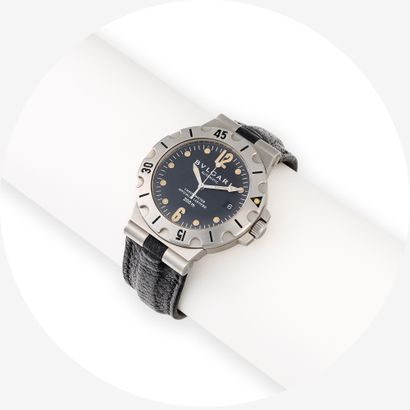 BULGARI DIAGONO WATCH
Steel, black dial with...