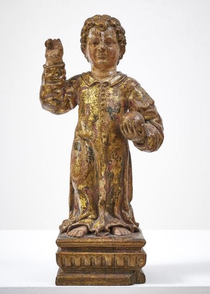 ENFANT JÉSUS BÉNISSANT
en bois de résineux...