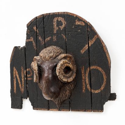 ENSEIGNE À TÊTE DE BELIER
Bois polychrome
Grande-Bretagne,...