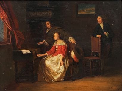 ÉCOLE BELGE, XIXÈME SIÈCLE
La Leçon de musique
Huile...