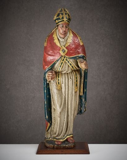 SAINT ÉVÊQUE
en bois sculpté en ronde-bosse,...