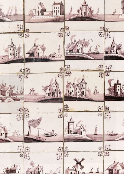 34 CARREAUX EN FAÏENCE DE DELFT
Décor manganèse...