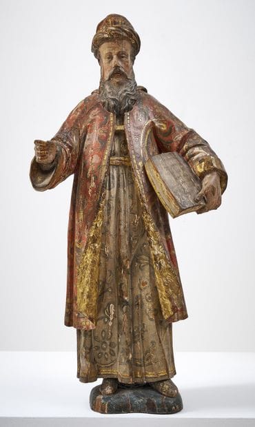 SAINT PERSONNAGE
en bois de résineux sculpté...