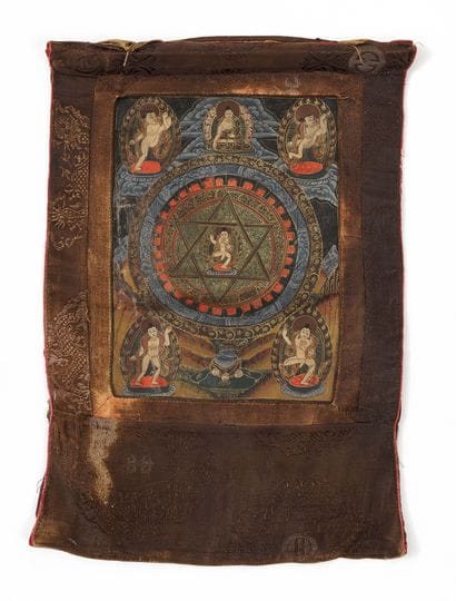 TIBET - XXE SIÈCLE
Thangka (détrempe sur...