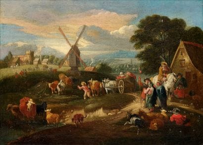 ATTRIBUÉ À THÉOBALD MICHAU (1676-1765)
Pélerins...