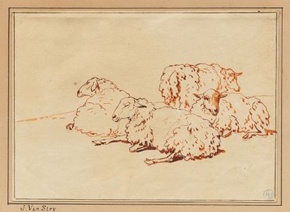 JACOB VAN STRY (1756-1815) ATTRIBUÉ À
Moutons...