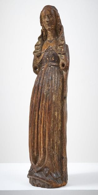 VIERGE OU SAINTE FEMME EN PEUPLIER SCULPTÉ...