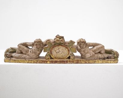 ÉLÉMENT EN BOIS FRUITIER SCULPTÉ
, polychromé...