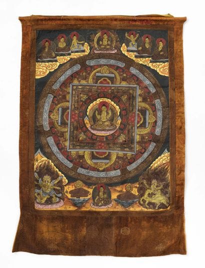 TIBET - XXE SIÈCLE
Thangka (détrempe sur...