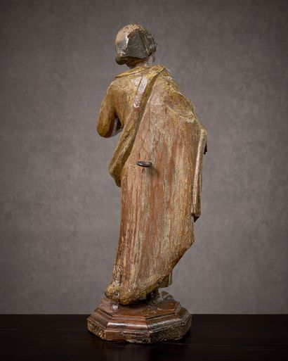 SAINT PIERRE EN BOIS SCULPTÉ ET POLYCHROMÉ,...