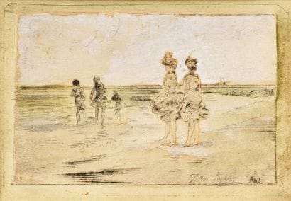 ECOLE FRANCAISE VERS 1900			
Les petits baigneurs
Gravure...